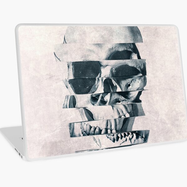 Glitch Skull Mono Laptop Skin