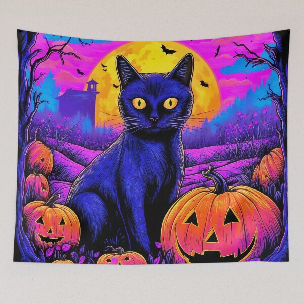 Item preview, Blackcat in graveyard, Halloween designed and sold by Lynnchabot.