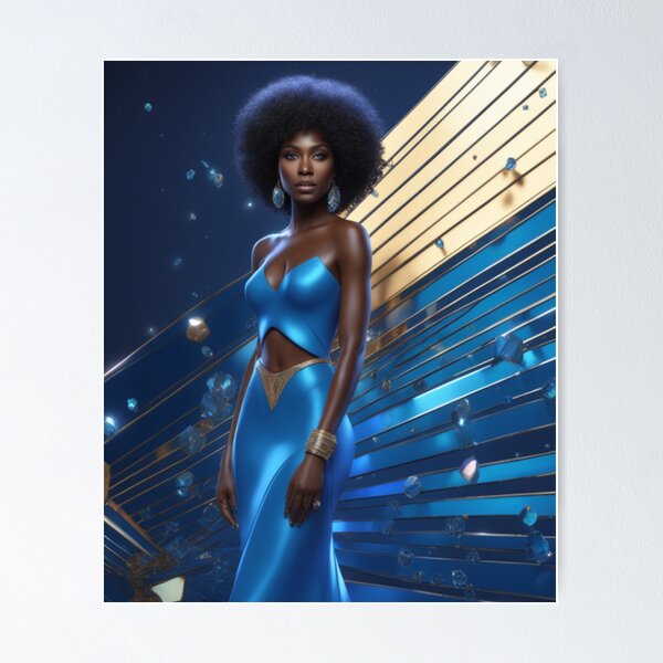 Item preview, Fabulous Black Woman In Blue Wall Art designed and sold by Rell1970.