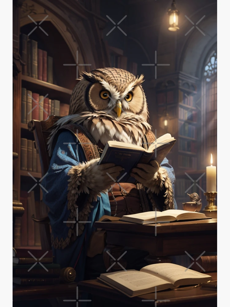 Sage of the Stacks: Wise Owl in the Library Sticker for Sale by  Electric-Easel