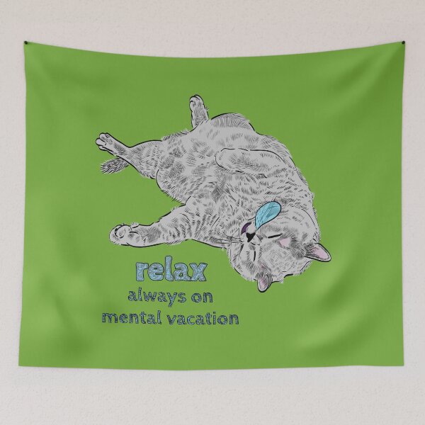 Item preview, Sleeping cat, relax, always on mental vacation designed and sold by Amber-Eyes.