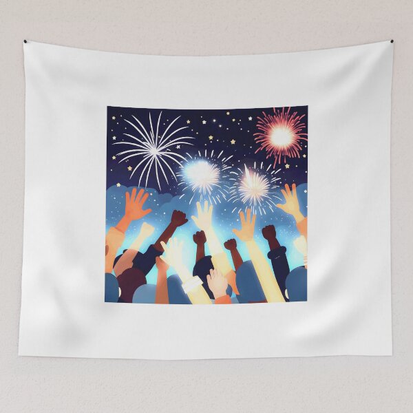 Item preview, crowd and fireworks 2023 tileartwork designed and sold by tileartwork.