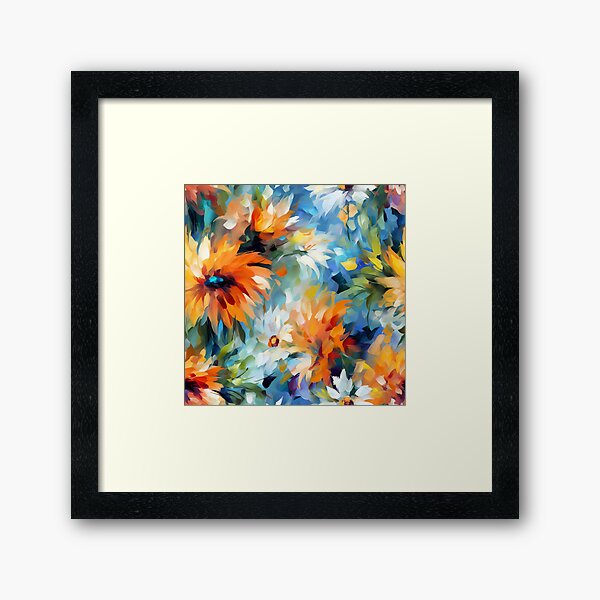 Item preview, Impressionistic Flowers Orange Blue designed and sold by junkydotcom.