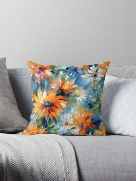 Item preview, Impressionistic Flowers Orange Blue designed and sold by junkydotcom.