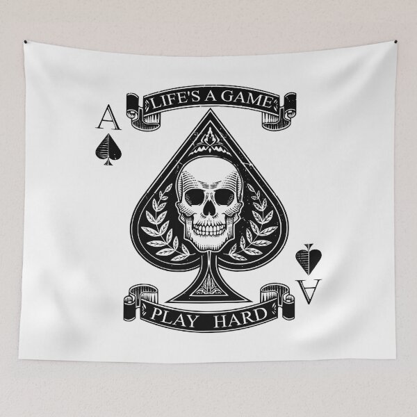 Item preview, vintage tattoo inspired skull ace of spades design designed and sold by lowroller.