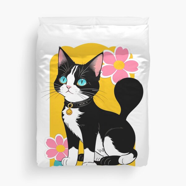 Item preview, Minimalistic Floral Cartoon Cat designed and sold by Mechanical-Artt.