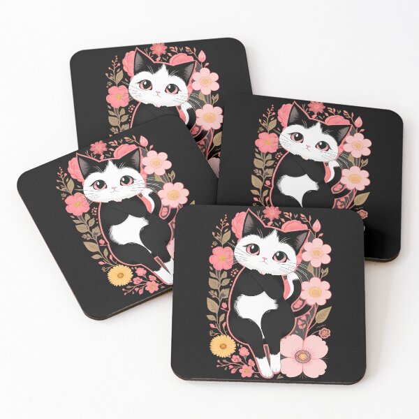 Item preview, Whimsical Cartoon Cat with Flowers designed and sold by Mechanical-Artt.