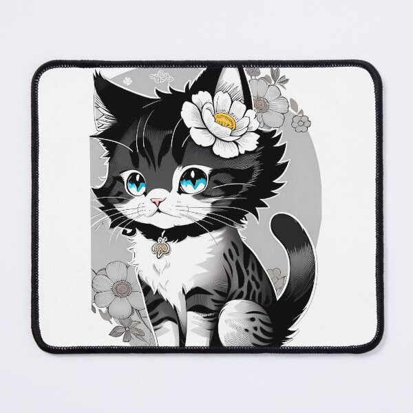 Item preview, Delicate Floral Cartoon Cat designed and sold by Mechanical-Artt.