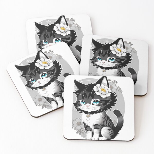 Item preview, Delicate Floral Cartoon Cat designed and sold by Mechanical-Artt.