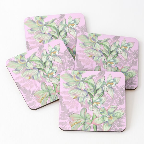 Item preview, Cymbidium orchids on pink designed and sold by Faerieglen.