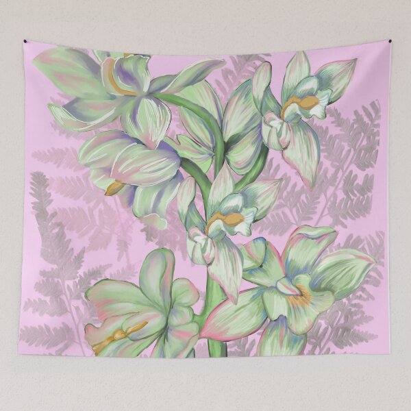 Item preview, Cymbidium orchids on pink designed and sold by Faerieglen.