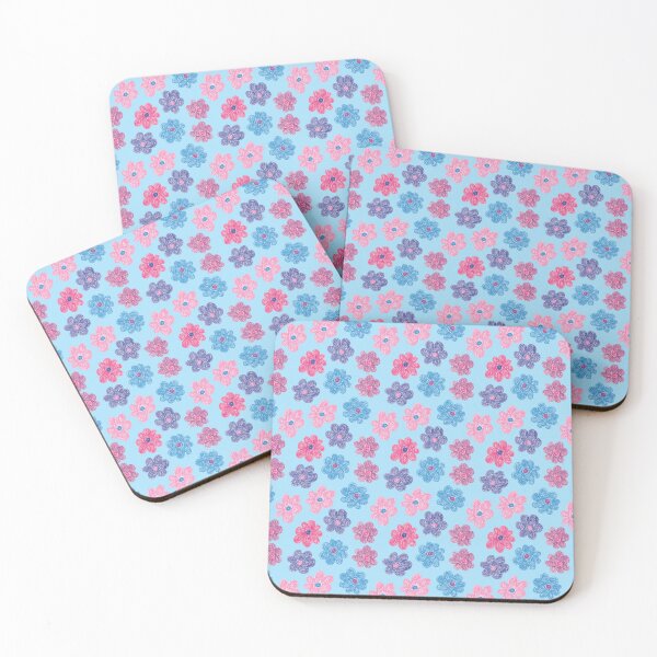 Item preview, CRAYON FLOWERS HANDDRAWN PASTEL BLUE designed and sold by blomastudios.