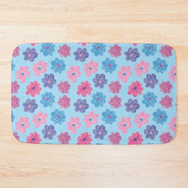 Item preview, CRAYON FLOWERS HANDDRAWN PASTEL BLUE designed and sold by blomastudios.