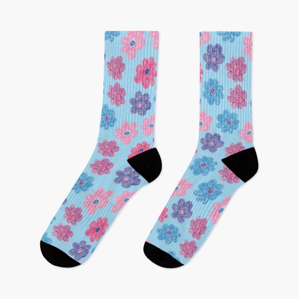 Item preview, CRAYON FLOWERS HANDDRAWN PASTEL BLUE designed and sold by blomastudios.