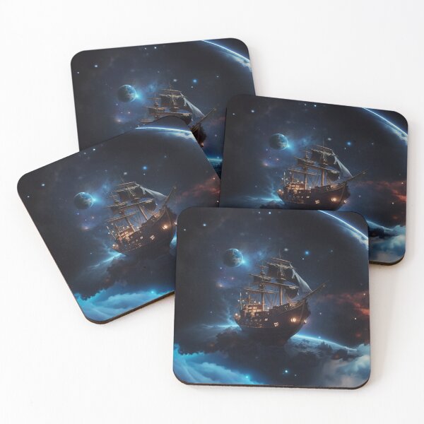 Item preview, Pirate Ship In Space Nebula Moon Milky Way Galaxy designed and sold by SassyArtistry.