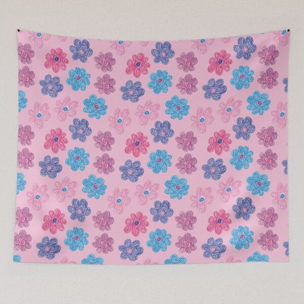 Item preview, CRAYON FLOWERS HANDDRAWN PASTEL PINK designed and sold by blomastudios.