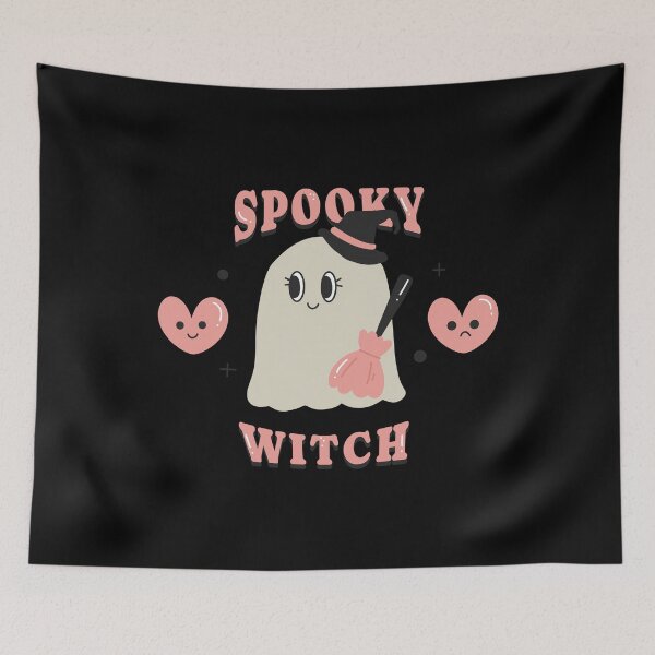 Item preview, spooky witch - boo halloween ghost  pink retro designed and sold by TNwandesignart.