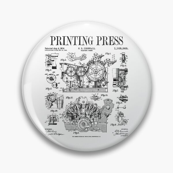 Item preview, Book Printing Press Newspaper Printer Vintage Patent Print designed and sold by GrandeDuc.