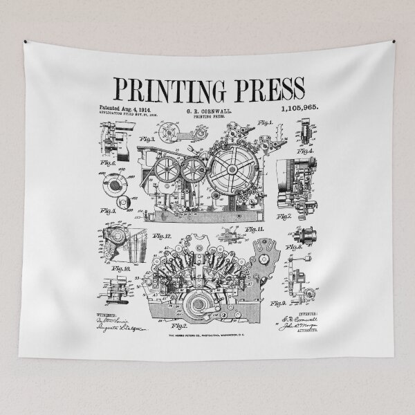 Item preview, Book Printing Press Newspaper Printer Vintage Patent Print designed and sold by GrandeDuc.