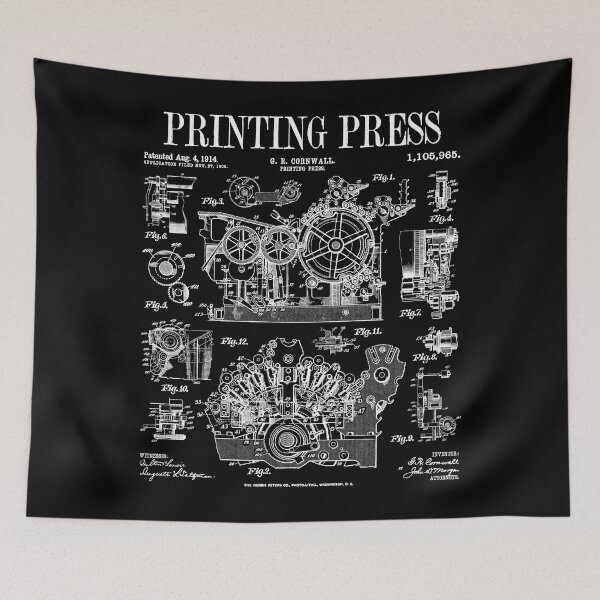 Item preview, Book Printing Press Newspaper Printer Vintage Patent Print designed and sold by GrandeDuc.