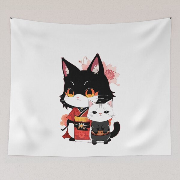 Item preview, Japanese Cat Pair Illustration designed and sold by Mechanical-Artt.