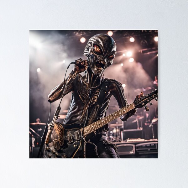 Alien Rock Star on Stage Poster