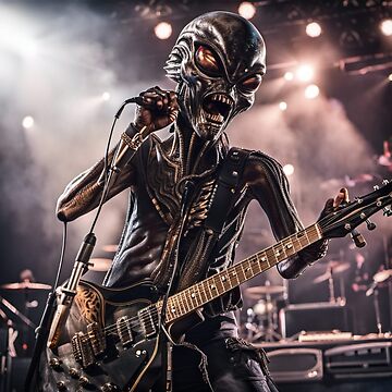 Artwork thumbnail, Alien Rock Star on Stage by LenCarol