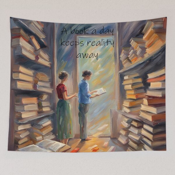Item preview, A book a day keeps reality away. designed and sold by druidwolfart.