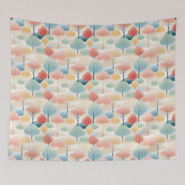Item preview, Minimalist Pastel Treescape - repeat pattern designed and sold by Rocketman2017.