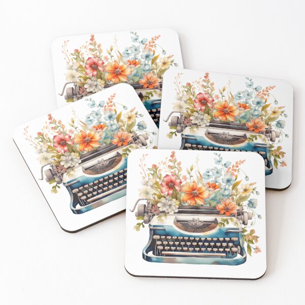 Item preview, Floral watercolor typewriter designed and sold by gambercem.