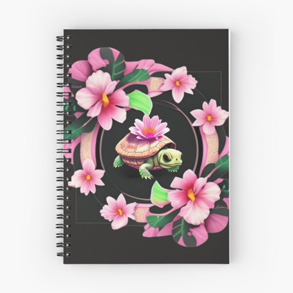 Item preview, Pink and black baby turtle floral  designed and sold by Roxburylane.