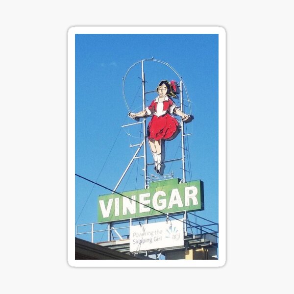 "Skipping Girl Vinegar sign" Sticker for Sale by djackmanson Redbubble
