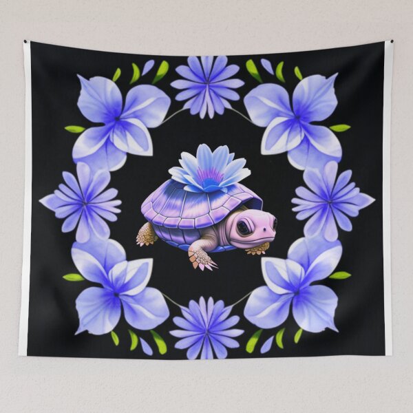 Item preview, Blue baby turtle floral  designed and sold by Roxburylane.