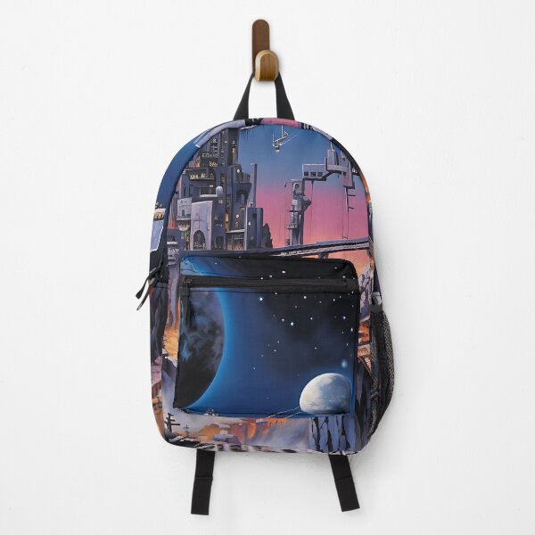Item preview, Retro science fiction landscape with buildings in the style of an oil painting designed and sold by Pflugart.