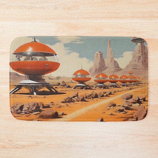 Item preview, Retro science fiction landscape with buildings in the style of an oil painting designed and sold by Pflugart.