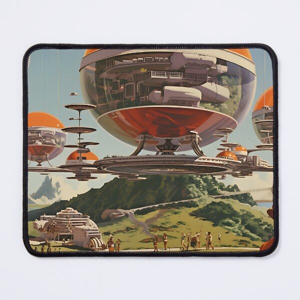 Item preview, Retro science fiction landscape with buildings in the style of an oil painting designed and sold by Pflugart.