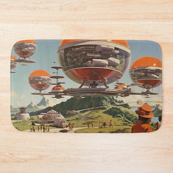 Item preview, Retro science fiction landscape with buildings in the style of an oil painting designed and sold by Pflugart.