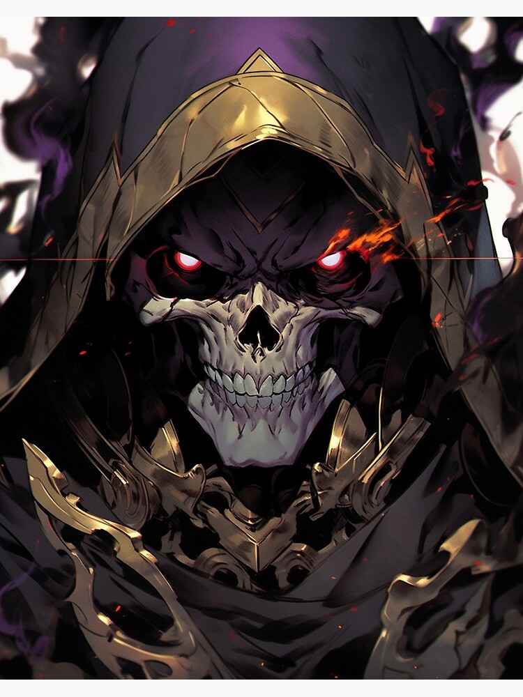 Overlord, anime, ainz ooal gown, momonga, black, gold, undead