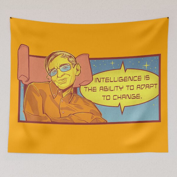 Item preview, Hawking Science Shirt "Intelligence Is the Ability to Adapt to Change" Nerdy Scientist Quotes designed and sold by kgullholmen.