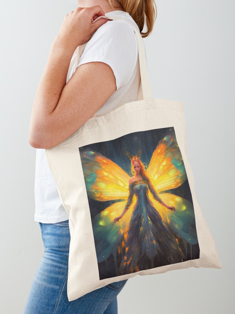 ★YAHN★fairy tote bag Fairy Tote Bag, Magical Fairy Design, Yellow Dress Fairy