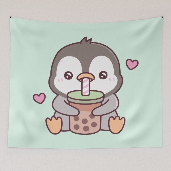 Item preview, Cute Penguin Loves Bubble Tea designed and sold by rustydoodle.