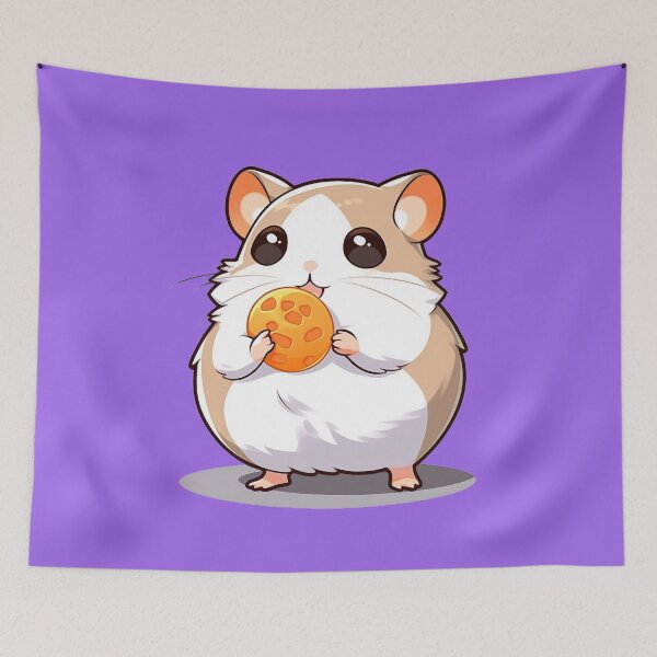 Item preview, Curious Hamster with Ball: Orange-Bowed Cartoon Sticker Art designed and sold by PaintbrushPlace.