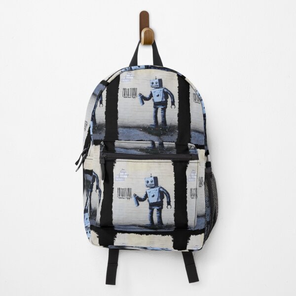 Item preview, Banksy graffiti smiling Robot and barcodes Better Out Than In New York City residency on brick wall  	 designed and sold by mkocdgfvd56.