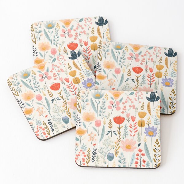 Item preview, (Non Pattern)Enchanted Flora: Boho Art Minimalist pastel-colored wildflowers. designed and sold by AlienSkinEyes.