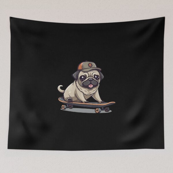 Item preview, Cute Pug Skating Lover Theme Design, Pug Skater Art Pet Dog designed and sold by MysteriousJ.