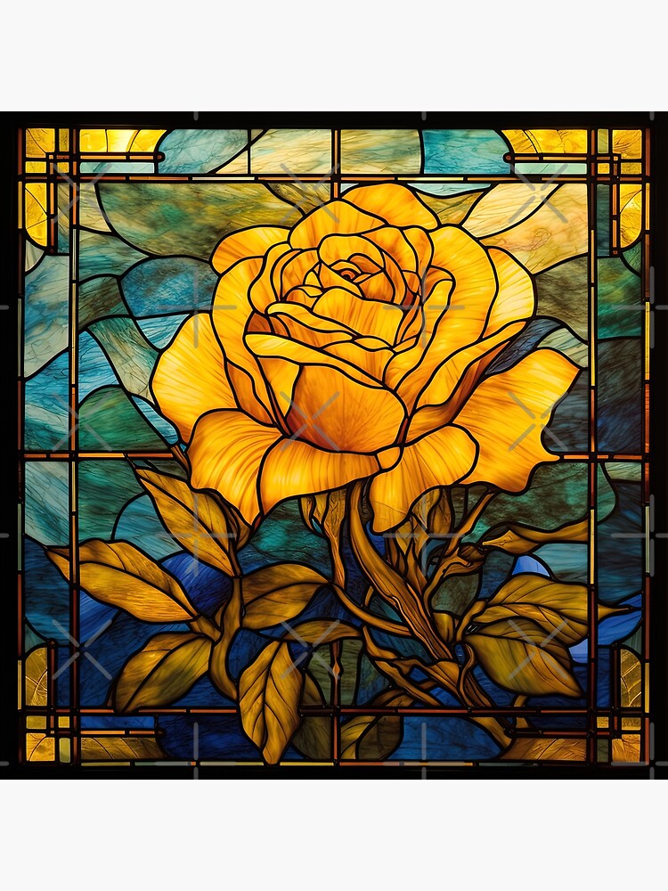 Large Yellow Rose Stained store Glass