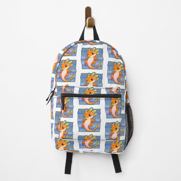 Item preview, Outrageously Orange Axolotl Sticker Design With Blue Text Block by ZeesDesign designed and sold by ZEESDESIGN.