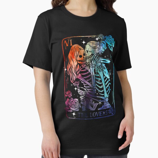 Item preview, The Lovers Tarot Card Occult Goth Colorful Gothic Funny Kissing Lesbian Skeletons Costume a LGBTQ Valentines designed and sold by ARTsPlural.
