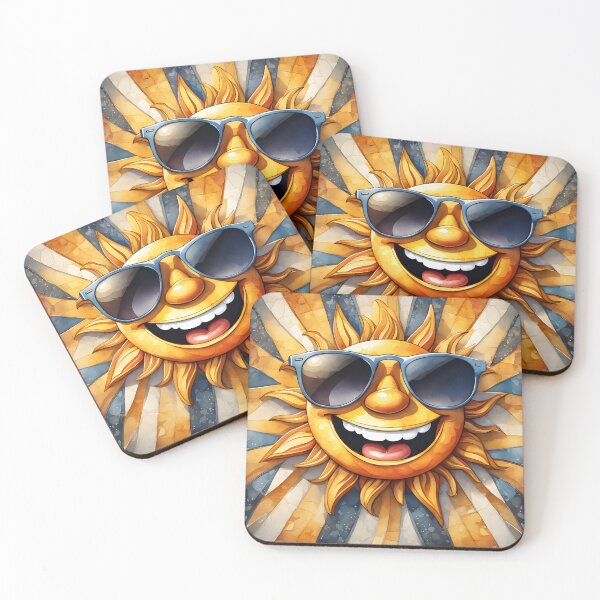 Item preview, Sunny Smiles - Cheerful Sun with Sunglasses Wall Art designed and sold by puravidavisions.