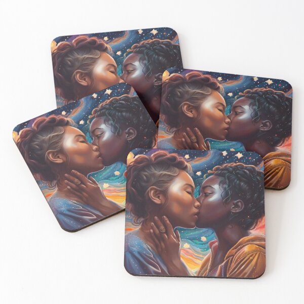 Item preview, Black and Asian Women Kiss Art Portrait designed and sold by Clark81.